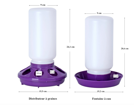 Abreuvoir/Mangeoire violet pour poussins