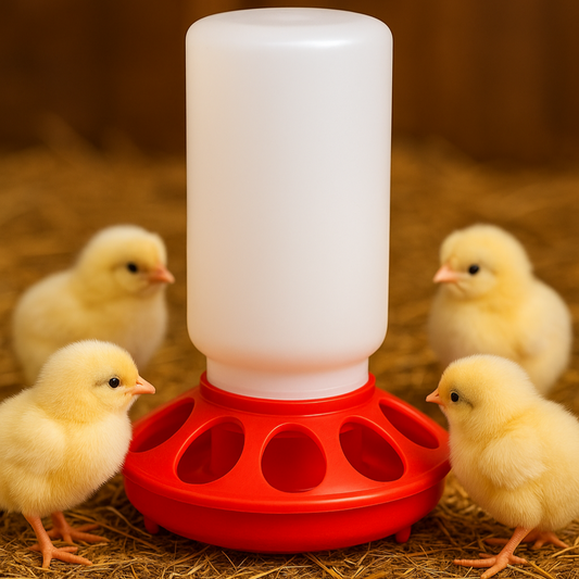Abreuvoir/Mangeoire rouge pour poussins